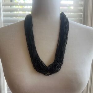 Black Beaded Layered Necklace
